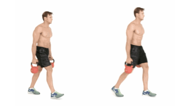 Exercício Farmer's Walk com kettlebells para uma figura esbelta